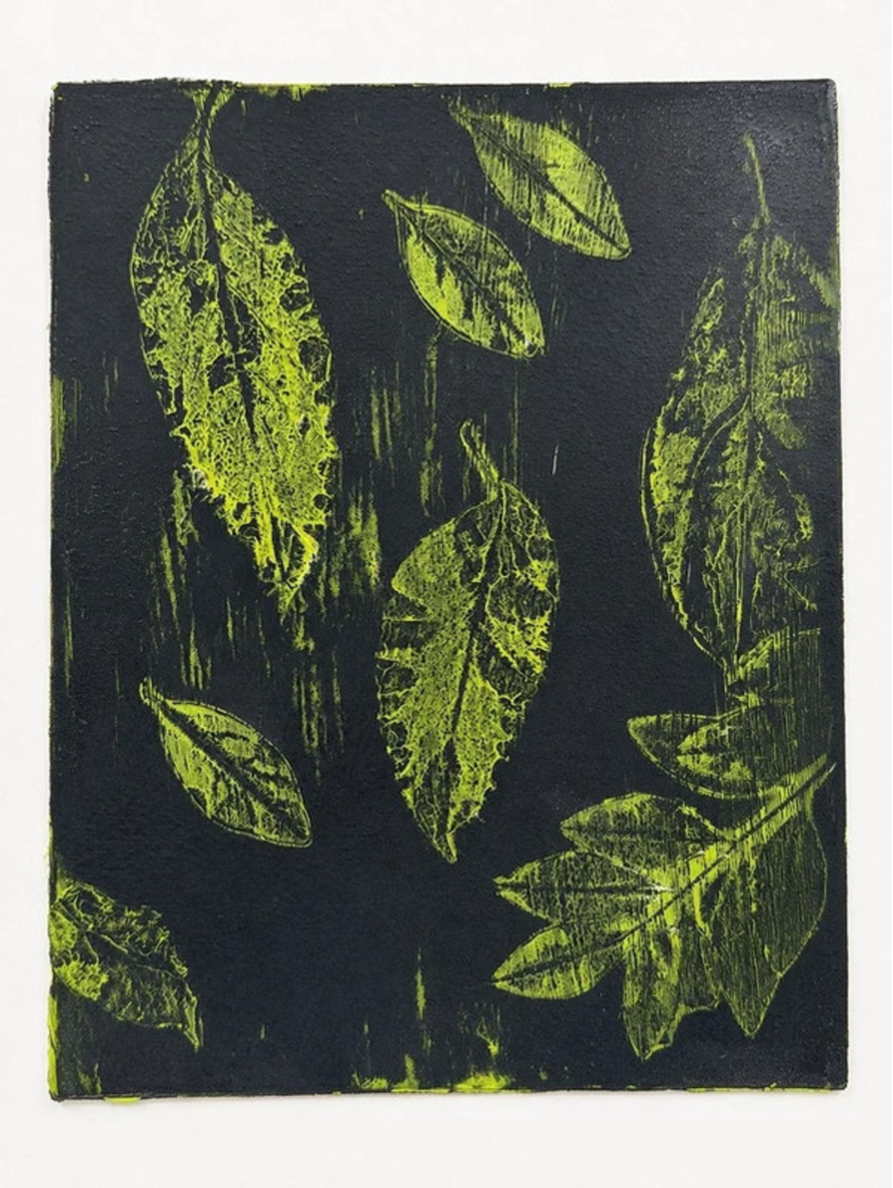 Neon Botanical Gel Plate Print 9x12 Original Leaf Art Gift for Her